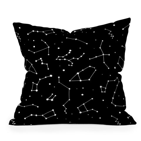 Avenie Black and White Constellations Outdoor Throw Pillow