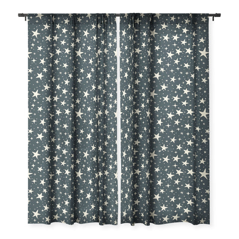 Avenie Black And White Stars Sheer Window Curtain