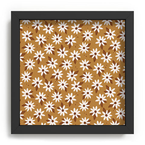 Avenie Boho Daisies In Golden Brown Recessed Framing Square
