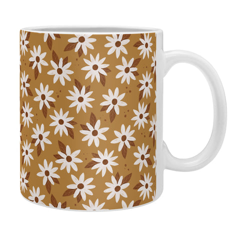 Avenie Boho Daisies In Golden Brown Coffee Mug