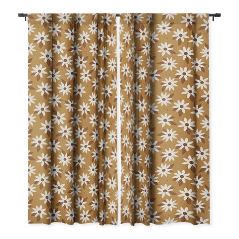 Avenie Boho Daisies In Golden Brown Blackout Non Repeat
