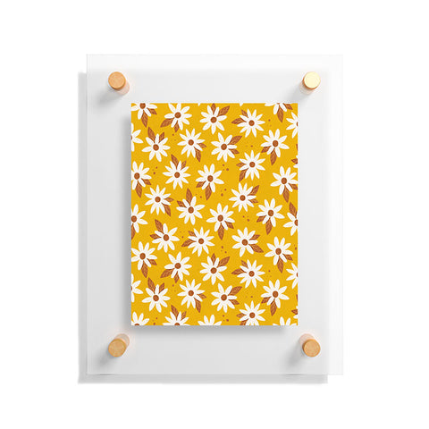Avenie Boho Daisies In Honey Yellow Floating Acrylic Print
