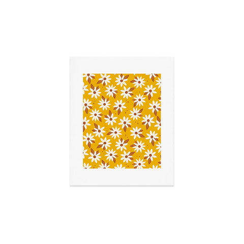 Avenie Boho Daisies In Honey Yellow Art Print