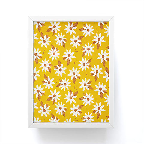Avenie Boho Daisies In Honey Yellow Framed Mini Art Print