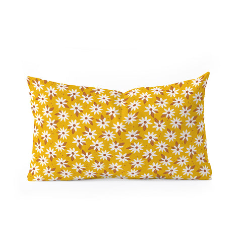 Avenie Boho Daisies In Honey Yellow Oblong Throw Pillow