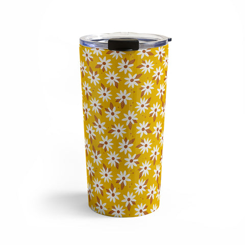 Avenie Boho Daisies In Honey Yellow Travel Mug
