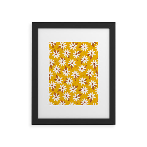Avenie Boho Daisies In Honey Yellow Framed Art Print
