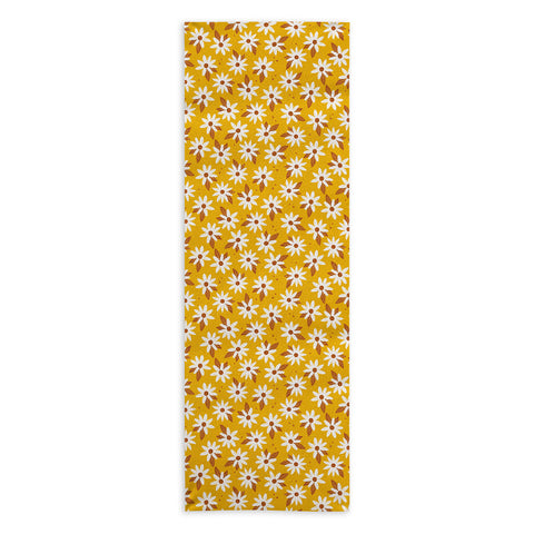 Avenie Boho Daisies In Honey Yellow Yoga Towel