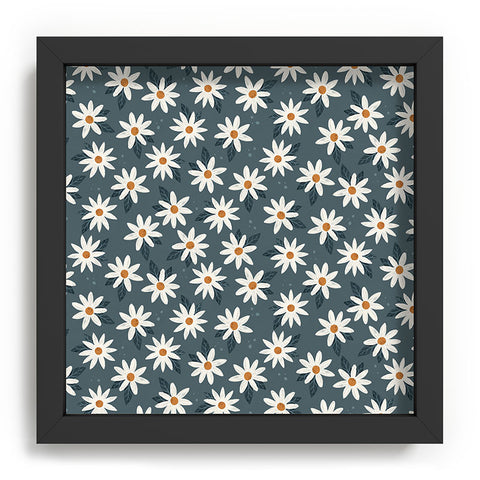 Avenie Boho Daisies In Midnight Sky Recessed Framing Square