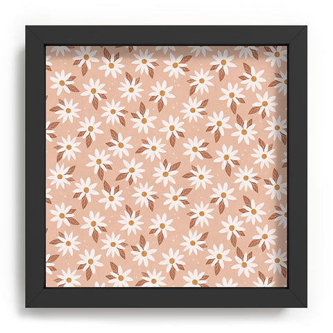 Avenie Boho Daisies In Sand Pink Recessed Framing Square