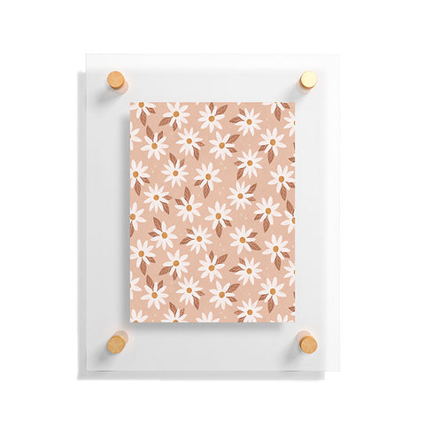 Avenie Boho Daisies In Sand Pink Floating Acrylic Print