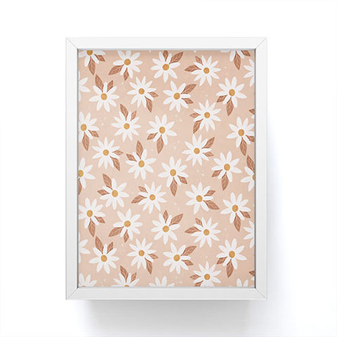 Avenie Boho Daisies In Sand Pink Framed Mini Art Print