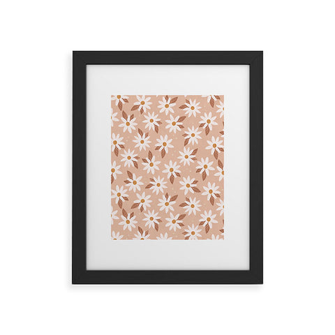 Avenie Boho Daisies In Sand Pink Framed Art Print