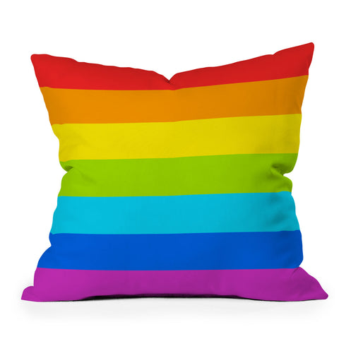 Avenie Bright Rainbow Stripes Outdoor Throw Pillow