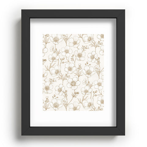 Avenie Buttercup Flowers In Cream Recessed Framing Rectangle