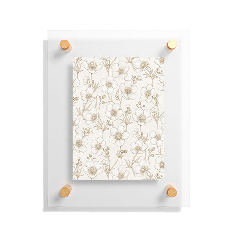 Avenie Buttercup Flowers In Cream Floating Acrylic Print