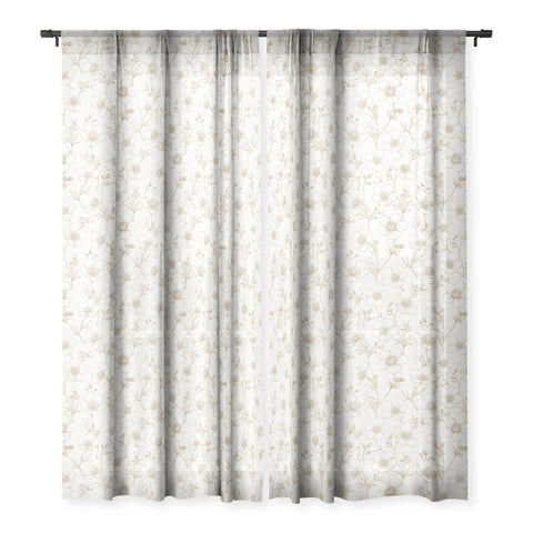 Avenie Buttercup Flowers In Cream Sheer Window Curtain