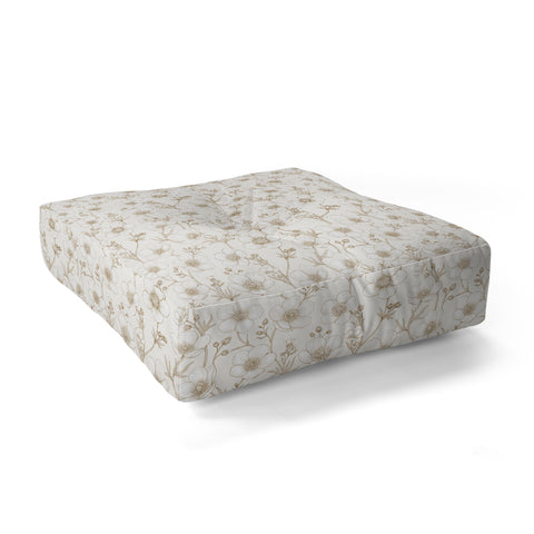 Avenie Buttercup Flowers In Cream Floor Pillow Square