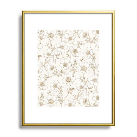 Avenie Buttercup Flowers In Cream Metal Framed Art Print