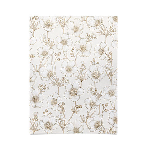 Avenie Buttercup Flowers In Cream Poster