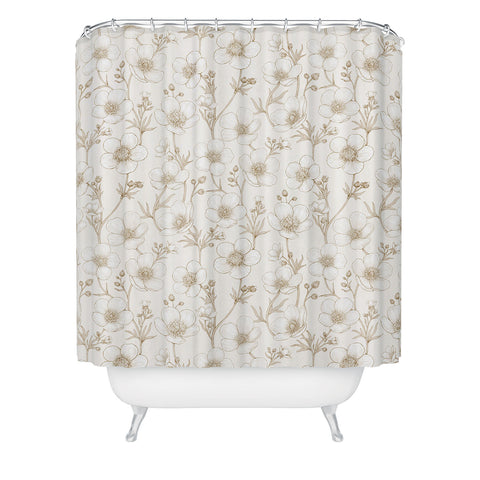 Avenie Buttercup Flowers In Cream Shower Curtain