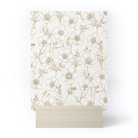 Avenie Buttercup Flowers In Cream Mini Art Print