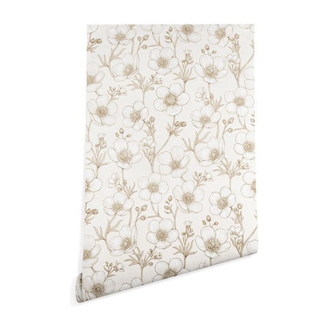 Avenie Buttercup Flowers In Cream Wallpaper