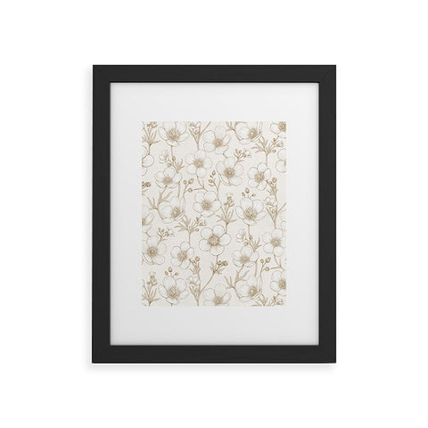 Avenie Buttercup Flowers In Cream Framed Art Print