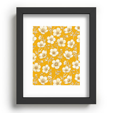 Avenie Buttercup Flowers In Gold Recessed Framing Rectangle