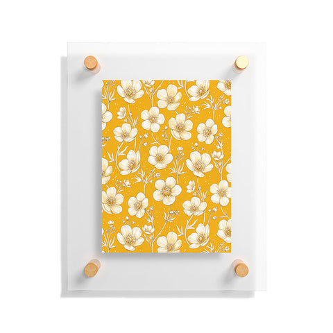 Avenie Buttercup Flowers In Gold Floating Acrylic Print