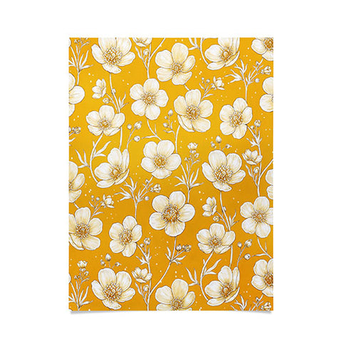 Avenie Buttercup Flowers In Gold Poster