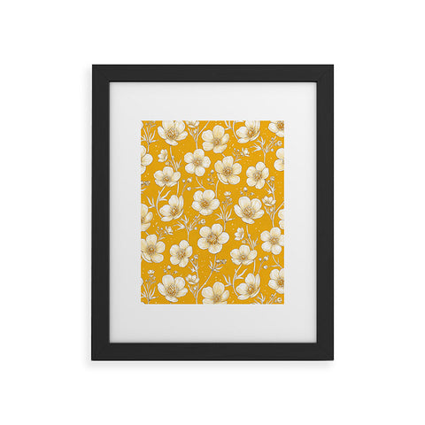 Avenie Buttercup Flowers In Gold Framed Art Print