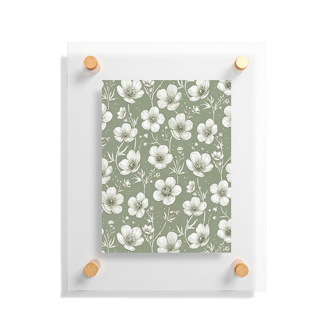 Avenie Buttercup Flowers In Sage Floating Acrylic Print