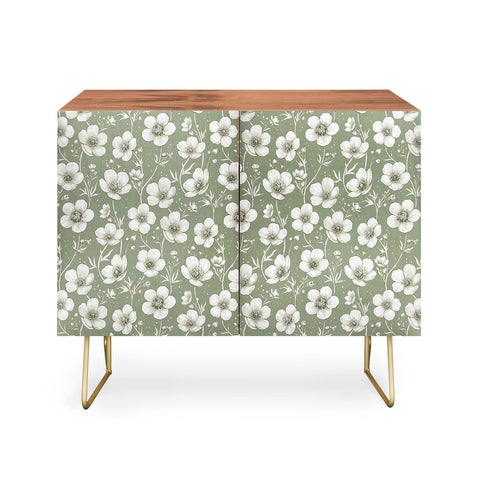 Avenie Buttercup Flowers In Sage Credenza