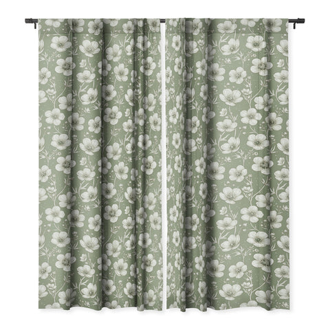 Avenie Buttercup Flowers In Sage Blackout Non Repeat