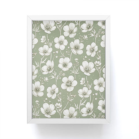 Avenie Buttercup Flowers In Sage Framed Mini Art Print