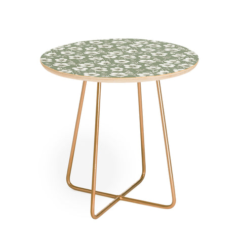 Avenie Buttercup Flowers In Sage Round Side Table