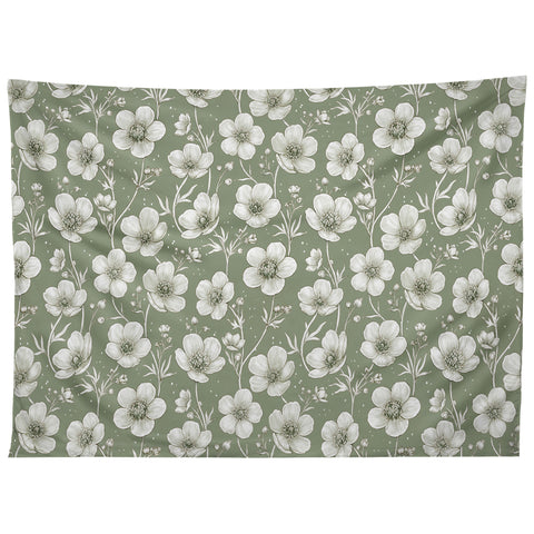 Avenie Buttercup Flowers In Sage Tapestry
