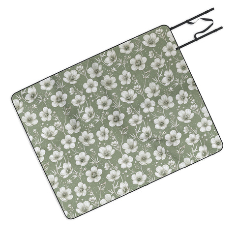 Avenie Buttercup Flowers In Sage Picnic Blanket