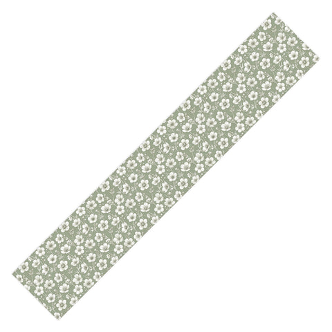 Avenie Buttercup Flowers In Sage Table Runner