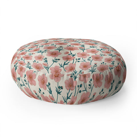 Avenie Buttercups In Vintage Pink Floor Pillow Round