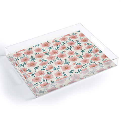 Avenie Buttercups In Vintage Pink Acrylic Tray