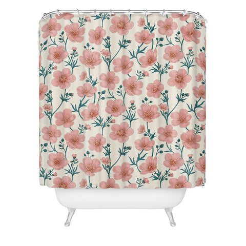 Avenie Buttercups In Vintage Pink Shower Curtain