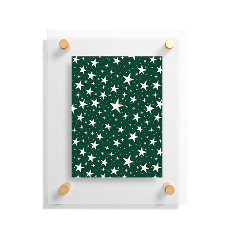Avenie Christmas Stars In Green Floating Acrylic Print