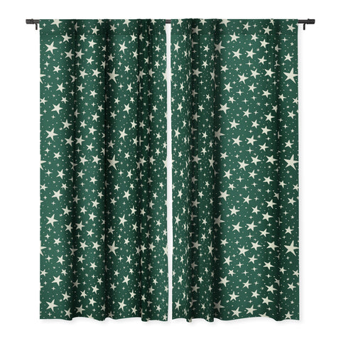 Avenie Christmas Stars In Green Blackout Window Curtain