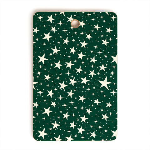Avenie Christmas Stars In Green Cutting Board Rectangle
