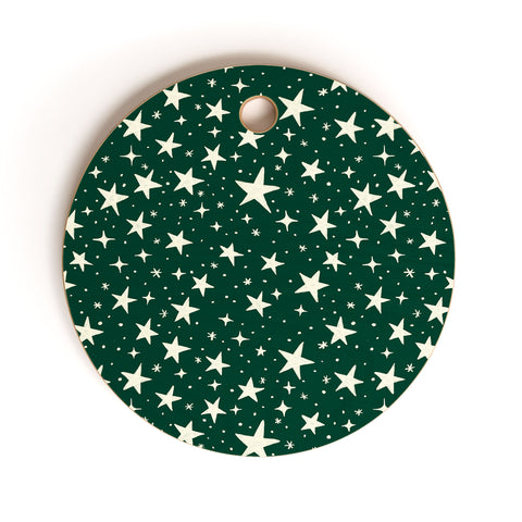 Avenie Christmas Stars In Green Cutting Board Round