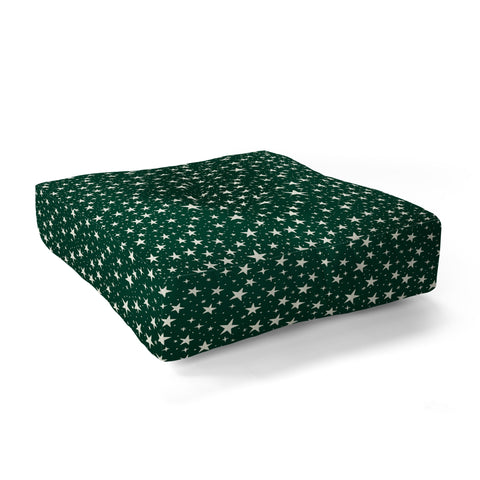 Avenie Christmas Stars In Green Floor Pillow Square