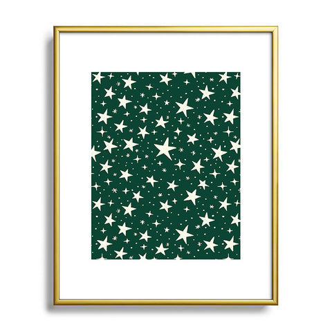 Avenie Christmas Stars In Green Metal Framed Art Print