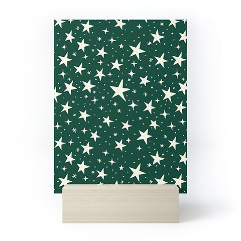 Avenie Christmas Stars In Green Mini Art Print